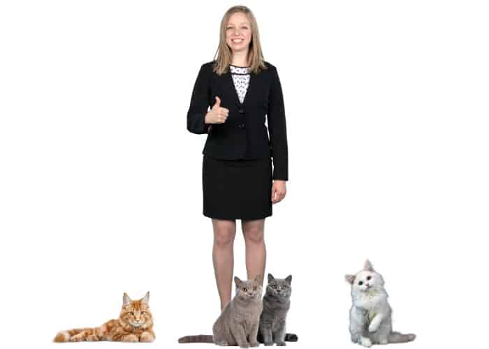 lady with 4 cats thumbs up