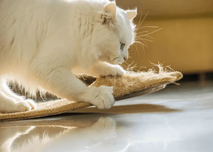 cat scratching the carpet