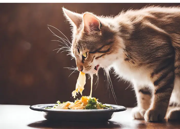 a cat eating its meal