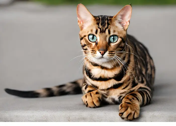 bengal cat  on the ground