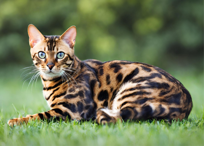 bengal cat on the lawn