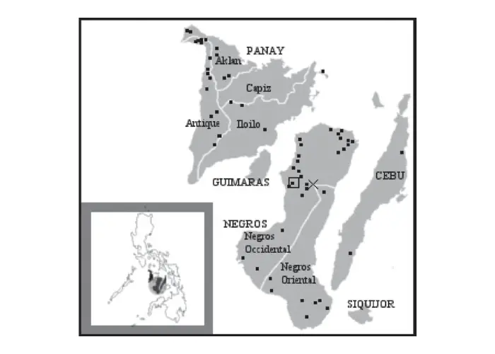 Distribution range of Visayan leopard cat in the Philippines