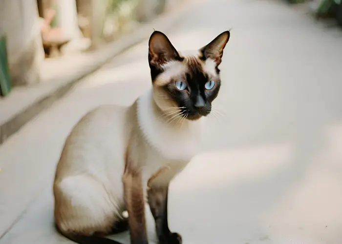 cute siamese cat on the street of Thailand